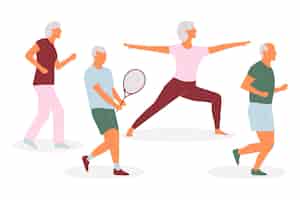 Free vector active elderly people collection