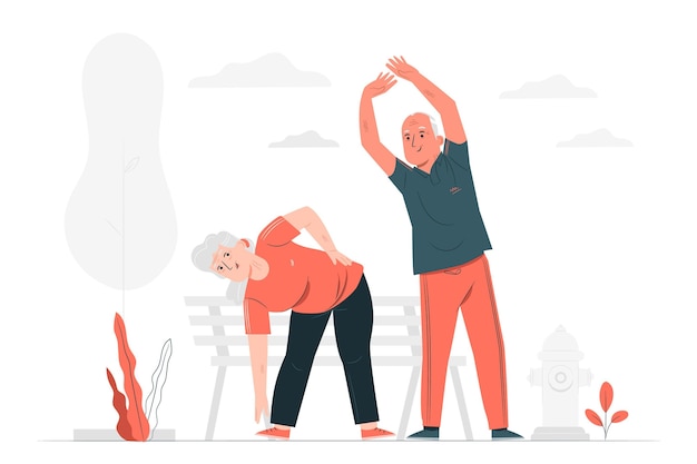 Free vector active elderly people concept illustration