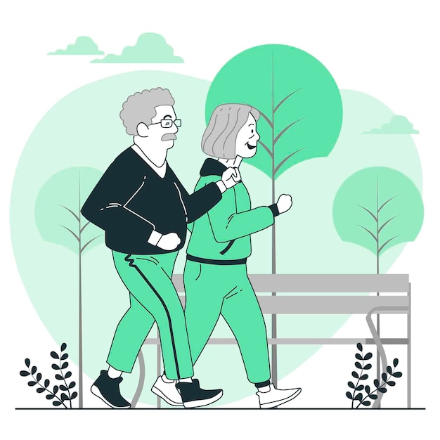 Active elderly people concept illustration
