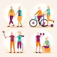 Free vector active elderly people concept