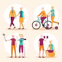 Free vector active elderly people concept