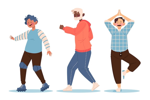 Active elderly people illustration