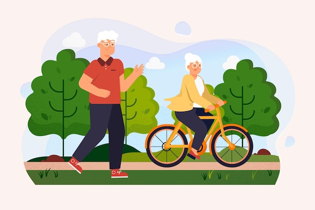 Free vector active elderly people in the park