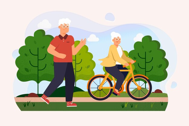 Active elderly people in the park