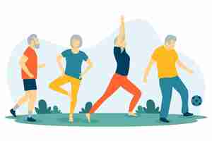 Free vector active elderly people set