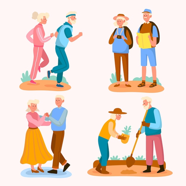 Free vector active elderly people