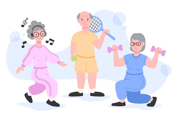 Free vector active elderly people