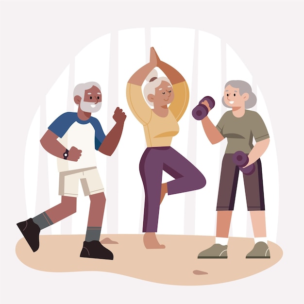 Free vector active elderly people