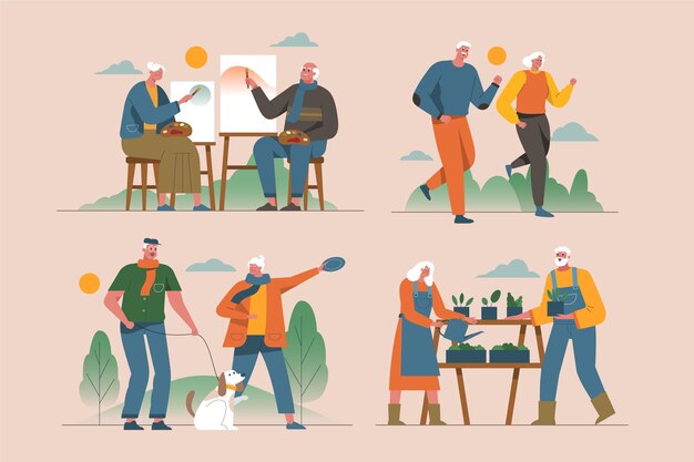 Free Vector active elderly people