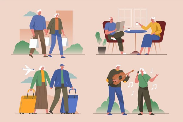 Free Vector active elderly people