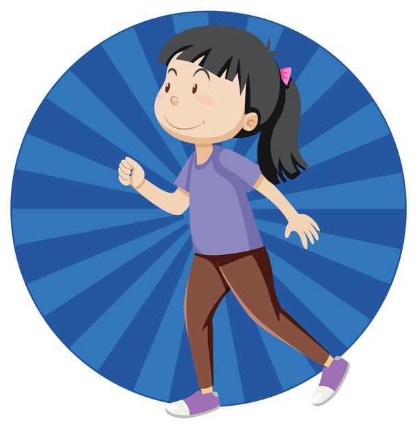 Active girl simple cartoon character