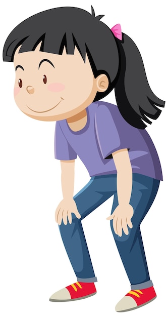 Free vector active girl simple cartoon character