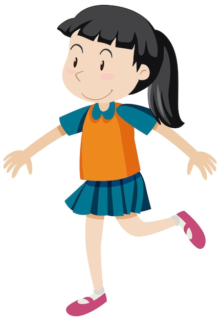 Active girl simple cartoon character