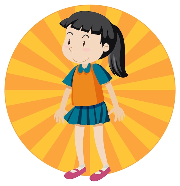 Active girl simple cartoon character