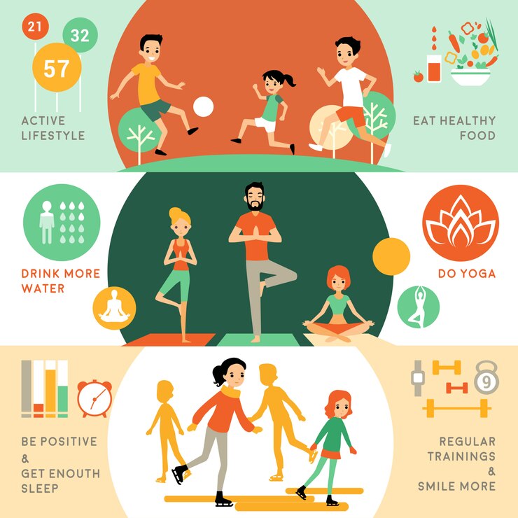 Free Vector active healthy lifestyle horizontal banners 