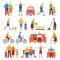 Free vector active old people set