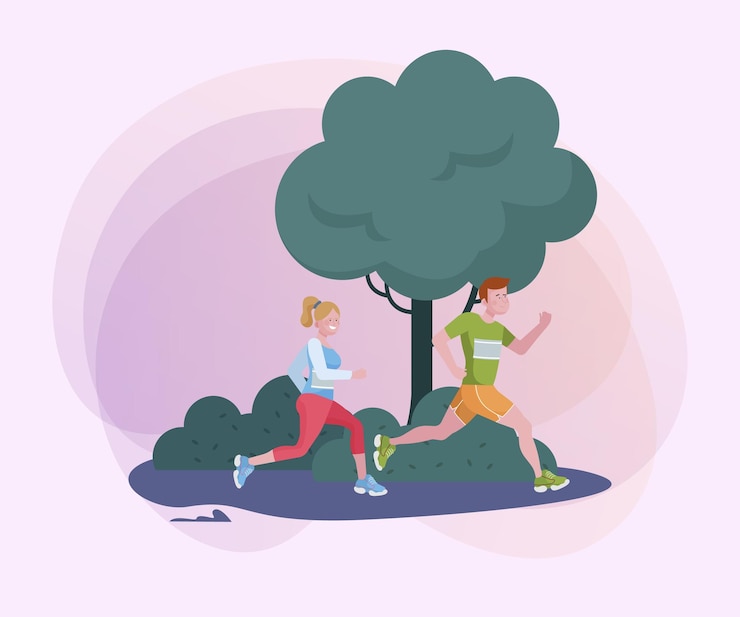 Free Vector active people running marathon