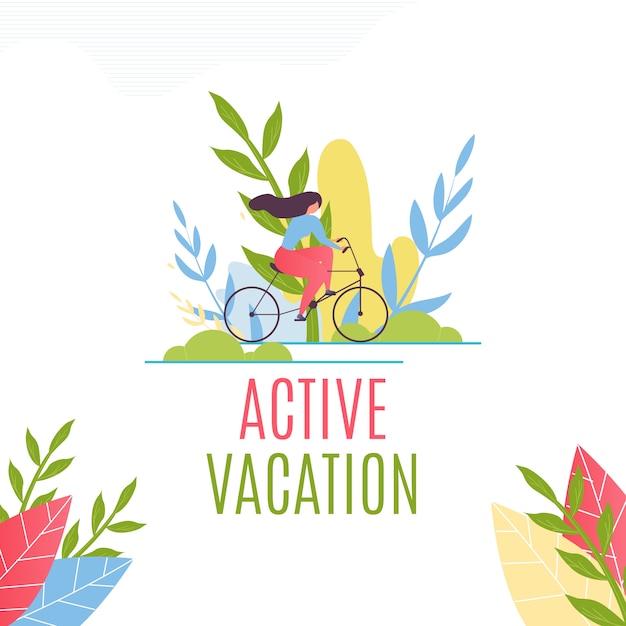 Active Vacation Lettering. Motivate Flat Banner