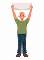 Free vector activist man raised hands isolated icon