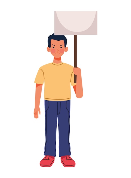 Free vector activist man with placard isolated icon