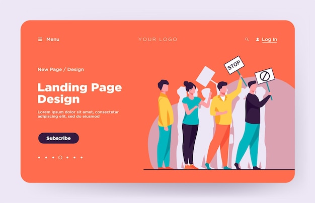 無料ベクター 抗議集会のランディングページの活動家