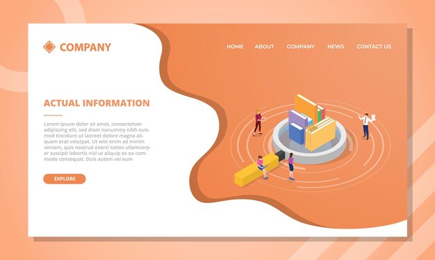 Actual information concept for website template or landing homepage design