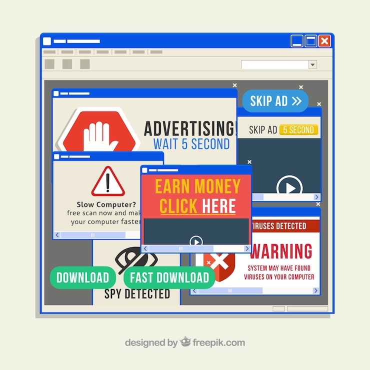 Free Vector ad block concept with flat design