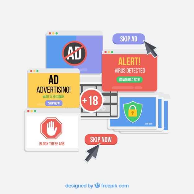 Ad block pop up concept with flat deisgn