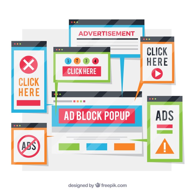 ad block pop up concept with flat deisgn