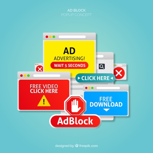 Free vector ad block popup concept