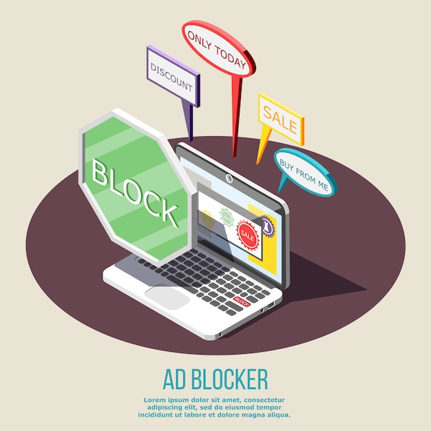 Free vector ad blocking isometric composition