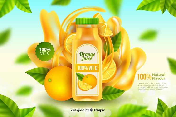 Free Vector ad template for natural juice