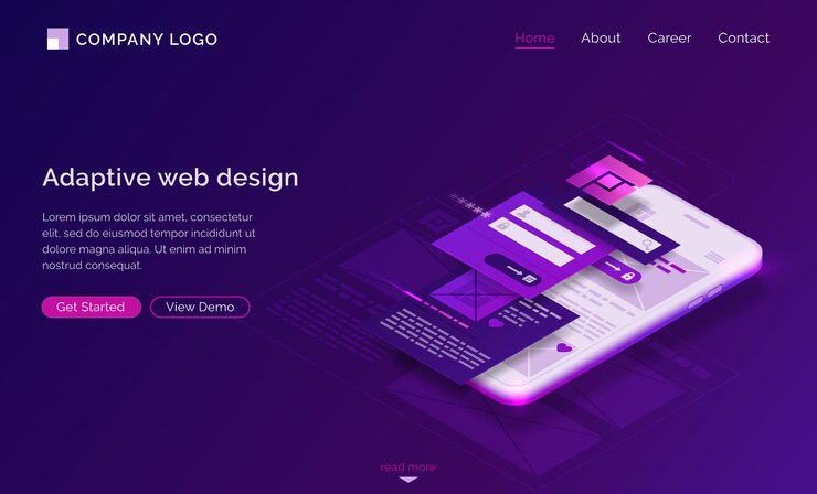 Free Vector adaptive interface design isometric landing page