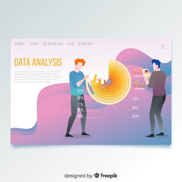 Vettore gratuito pagina di destinazione dell'analisi di adata