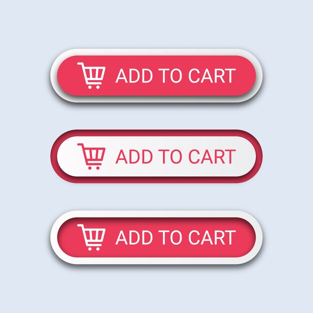 カートに追加 ボタンを設定します ショッピングカートアイコン プレミアムベクター