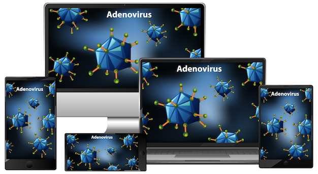 Бесплатное векторное изображение Аденовирус на множестве электронных устройств.