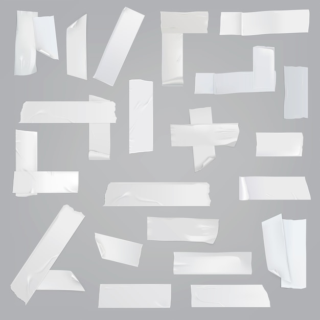 Adhesive tape various pieces realistic vector set
