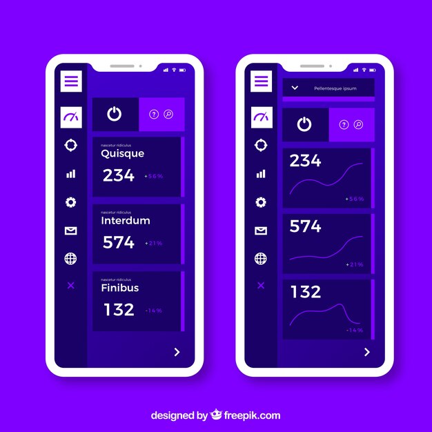 Admin app dashboard in flat style