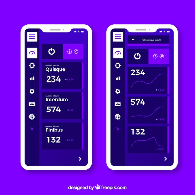 Admin app dashboard in flat style