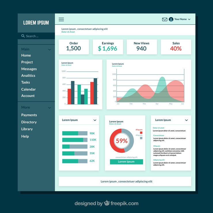Free Vector admin dashboard panel with flat design