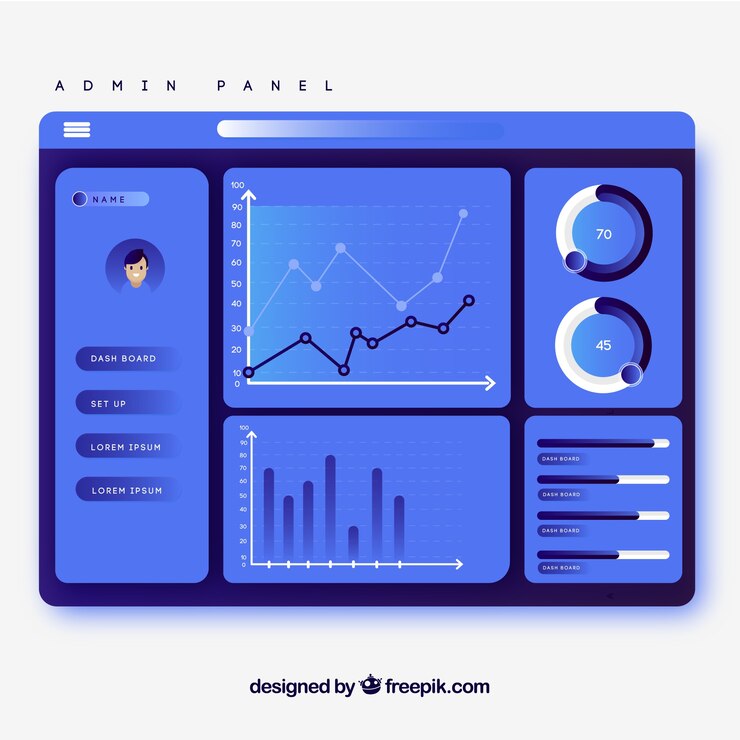 무료 Vector 그라디언트 스타일의 관리 대시 보드 패널