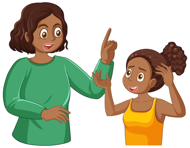 Adolescent girl having a conversation with her mother – Free Vector Illustration Download