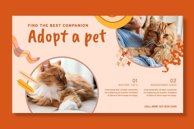 Бесплатное векторное изображение Принять шаблон баннера для домашних животных