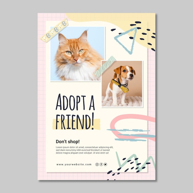 Free vector adopt a new friend poster template