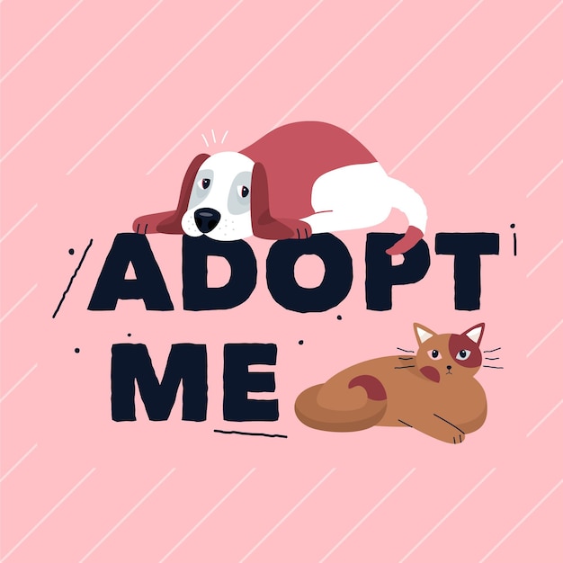 Free vector adopt a pet concept with cute animals