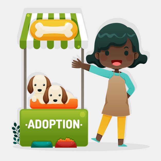 Adopt a pet concept withwoman and dogs illustration