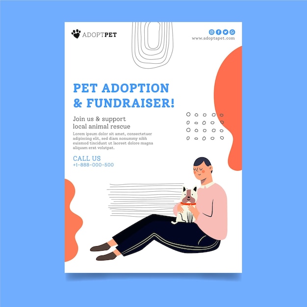 Free vector adopt a pet flyer template