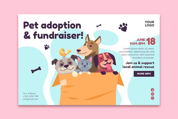 Adopt a pet from shelter landing page web template