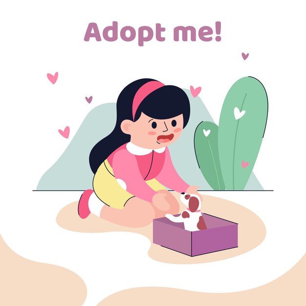 Adopt a pet girl taking a puppy