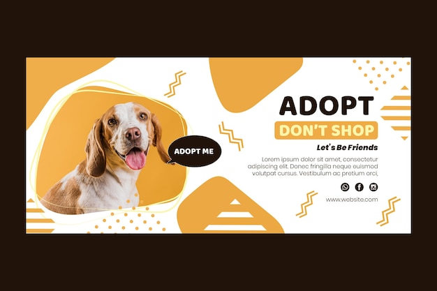 Free vector adopt a pet horizontal banner template